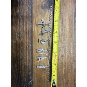 Vintage Sterling Silver Europe Travel Charm Bracelet – 23.42g – Eiffel Tower, Bi